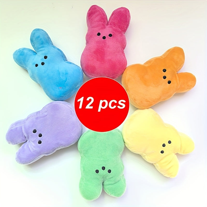 12pcs Assorted Color Easter Bunny Plush Toys