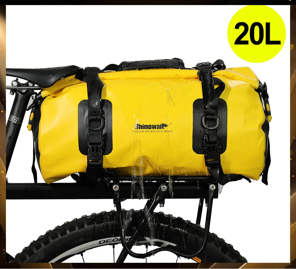 20L Waterproof Bike Pannier Bag Rear Trunk Saddle Bag Yellow-2