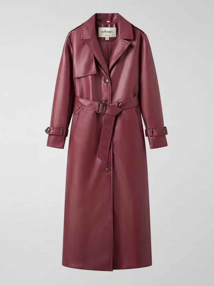 Plus-Size Long Leather-Style Windbreaker For Women, Red Hook, BYMANYC New York.-2