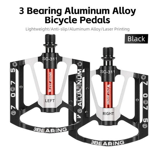 3-Bearing CNC Aluminum Bike Pedals Anti-Slip Black-1