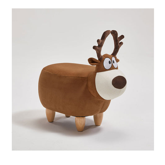 Brown Reindeer Kids Stool Upholstered Chair for Toddler Bedroom Furniture-1