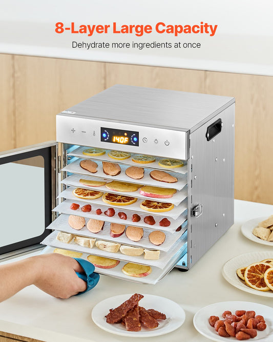 8 Trays Food Dehydrator Machine Stainless Steel 400W