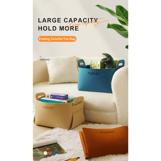 Green Felt Storage Bag Large Capacity Foldable Toy Holder-1