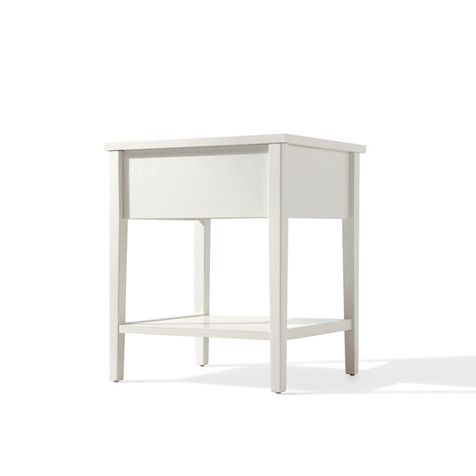 Minimalist Cream Storage Bedside Table with Dual Compartments-1