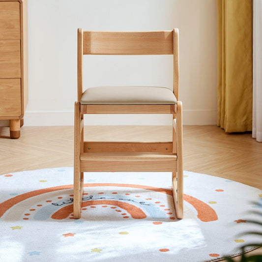 Solid Wood Adjustable Height Kids Chair with Ergonomic Design and Stable Base.-0